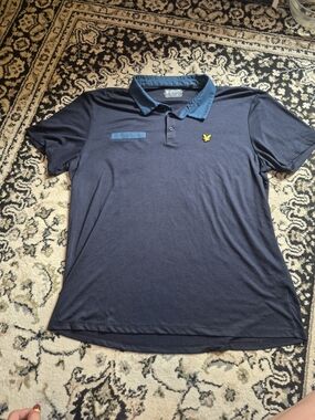 Lyle & Scott Navy Polo with Teal Contrast Collar